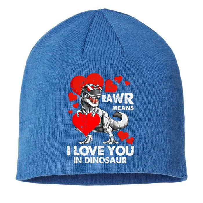 Funny Trex Valentines Day Rawr Means I Love You In Dinosaur Meaningful Gift 8 1/2in Sustainable Knit Beanie