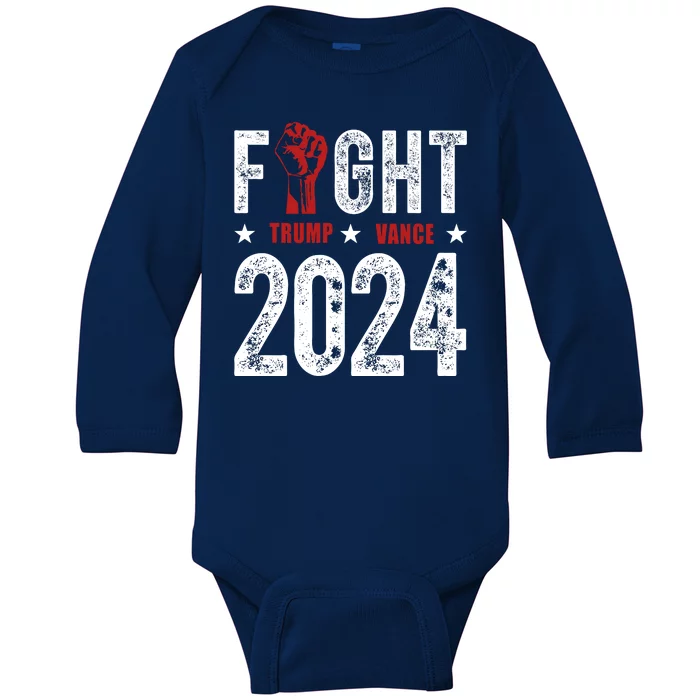 Fight Trump Vance 2024 Republican Baby Long Sleeve Bodysuit