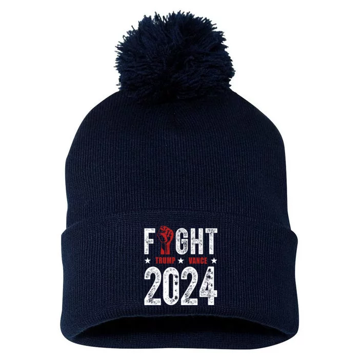 Fight Trump Vance 2024 Republican Pom Pom 12in Knit Beanie