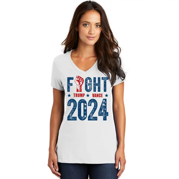 Fight Trump Vance 2024 Republican Women's V-Neck T-Shirt