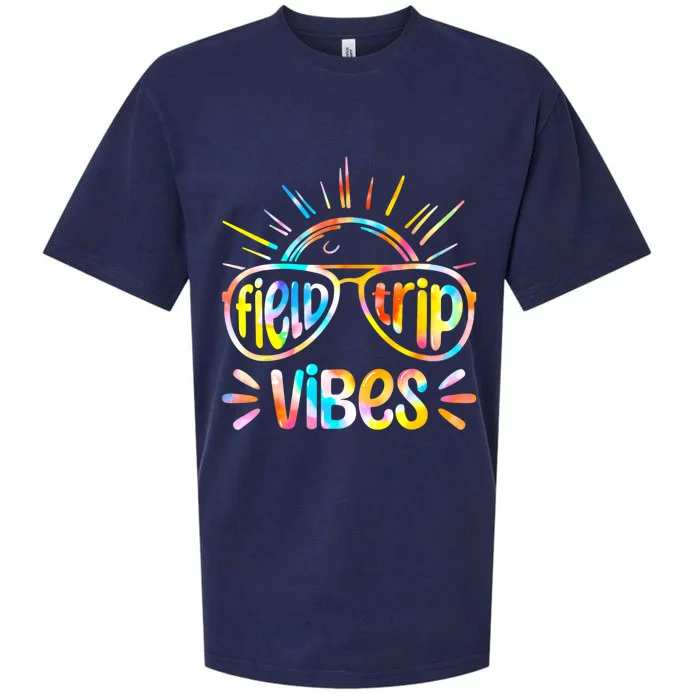 Field Trip Vibes Sunglasses Tie Dye Field Day Teachers Sueded Cloud Jersey T-Shirt