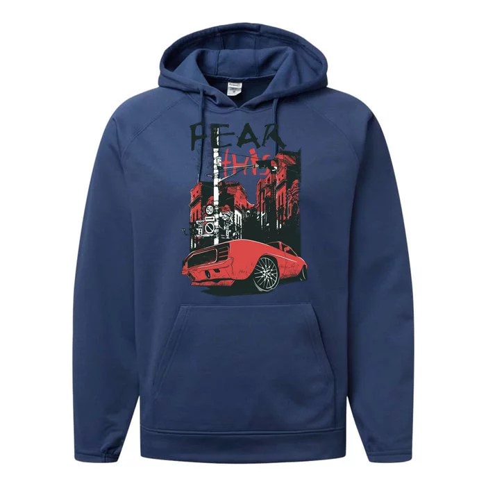 Fear This Vintage Muscle Car Cool City Graphic Performance Fleece Hoodie