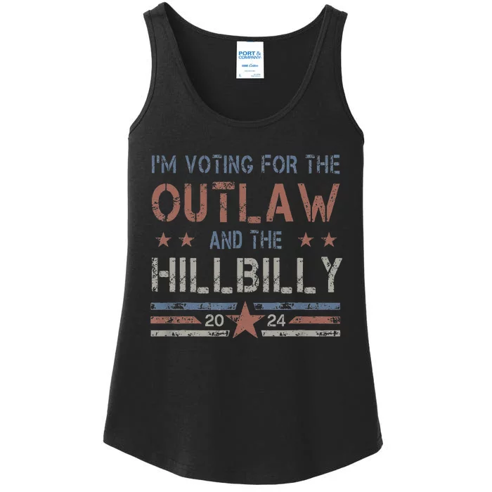 Funny Trump Vance 2024 Donald Trump J.D. Vance Outlaw Hillbilly Ladies Essential Tank