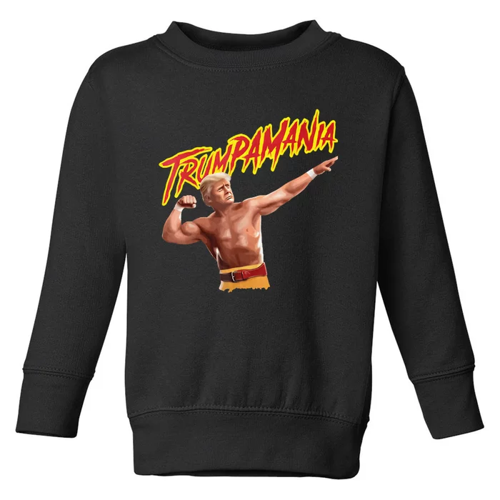 Funny Trumpmania Wrestling Meme 2024 Let Trumpamania Run Wild Toddler Sweatshirt