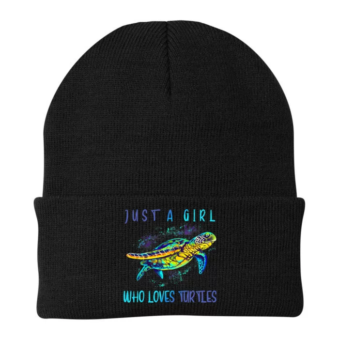 Funny Turtle Watercolor Sea Ocean Art Lovers Girl Knit Cap Winter Beanie