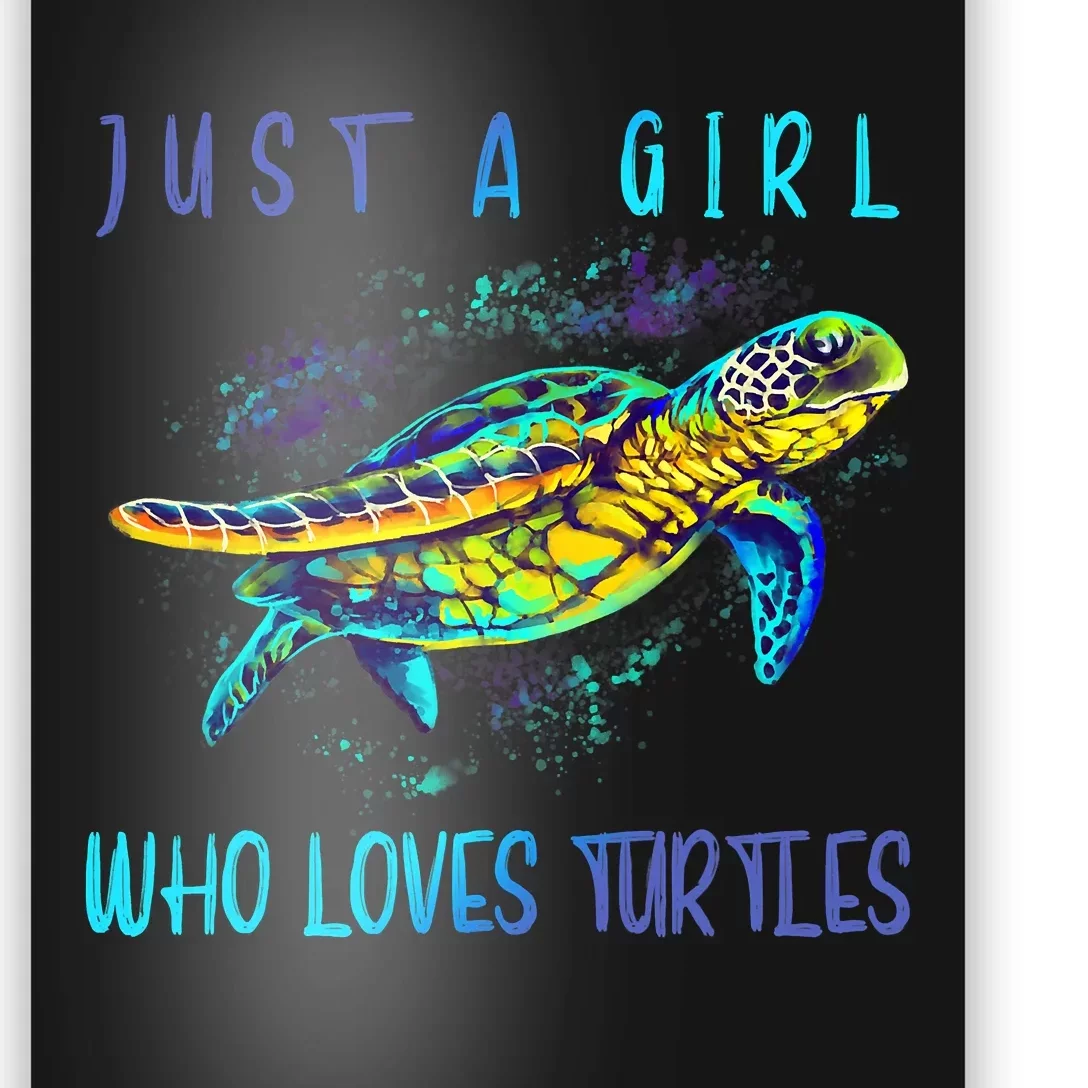 Funny Turtle Watercolor Sea Ocean Art Lovers Girl Poster