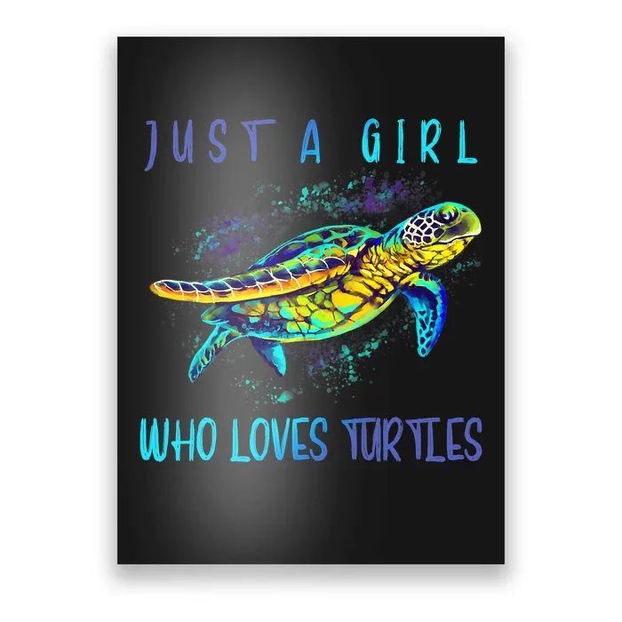 Funny Turtle Watercolor Sea Ocean Art Lovers Girl Poster