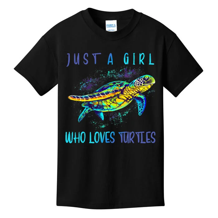 Funny Turtle Watercolor Sea Ocean Art Lovers Girl Kids T-Shirt