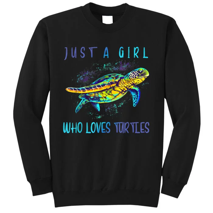 Funny Turtle Watercolor Sea Ocean Art Turtles Lovers Girl Outfit Tall Sweatshirt