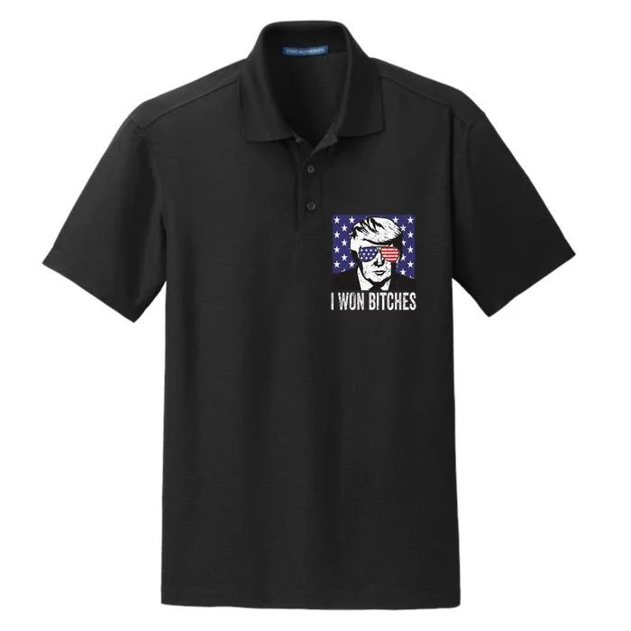 Funny Trump Won Bitches Political Humor Dry Zone Grid Performance Polo