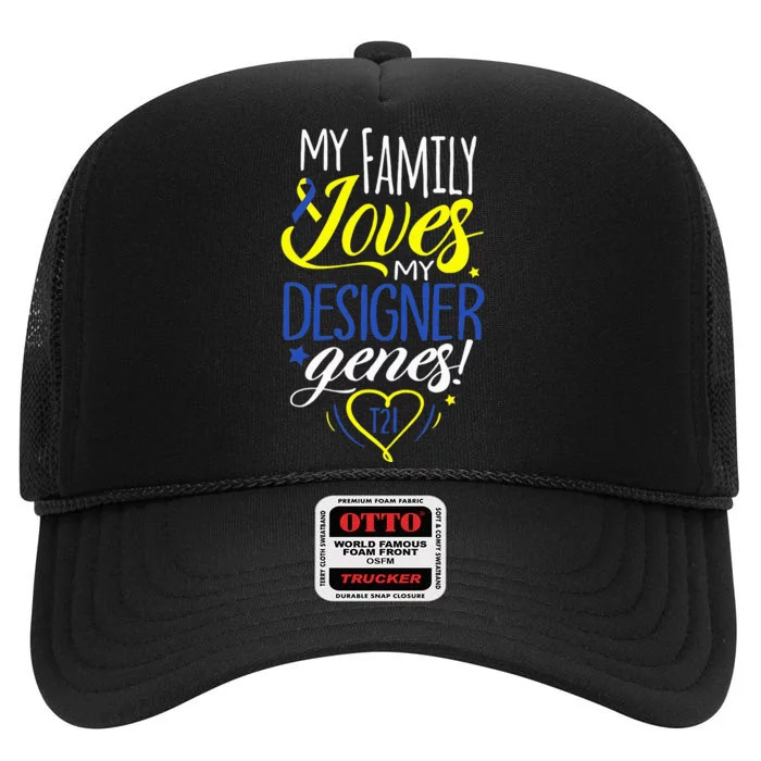 Family T21 World Down Syndrome Awareness Day High Crown Mesh Trucker Hat