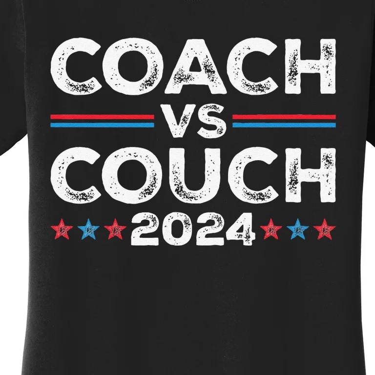 Funny Tim Walz Waltz Vs Jd Vance 2024 Coach Vs Couch Gift Women's T-Shirt