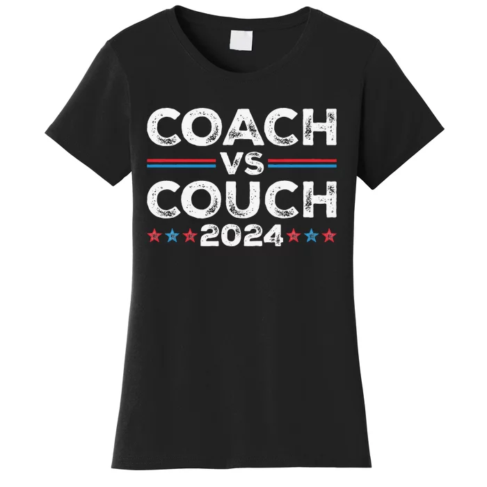 Funny Tim Walz Waltz Vs Jd Vance 2024 Coach Vs Couch Gift Women's T-Shirt