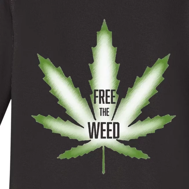 Free The Weed Marijuana Hemp Cannabis Christmas Stoner Gift Baby Long Sleeve Bodysuit