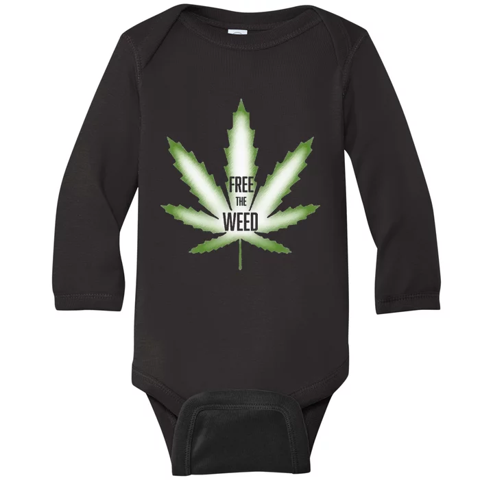 Free The Weed Marijuana Hemp Cannabis Christmas Stoner Gift Baby Long Sleeve Bodysuit