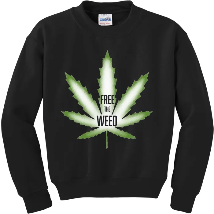 Free The Weed Marijuana Hemp Cannabis Christmas Stoner Gift Kids Sweatshirt