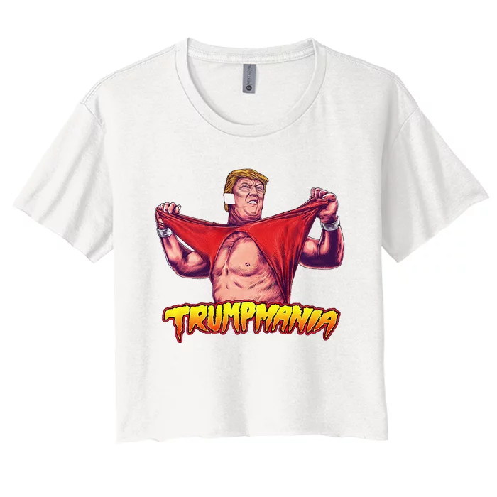 Funny Trumpmania Wrestling Meme 2024 Premium Women's Crop Top Tee