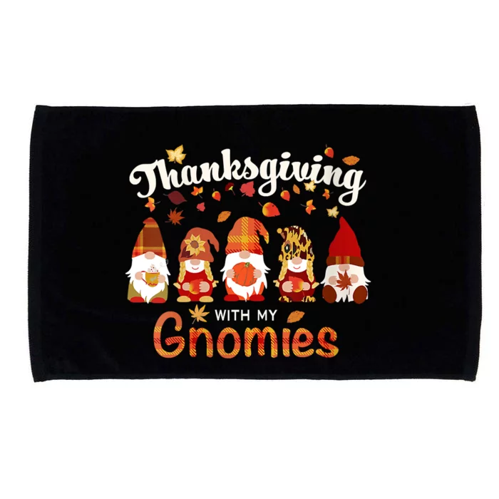 Funny Thanksgiving With My Gnomies Funny Shirt Fall Family Pumpkin Gnome Microfiber Hand Towel