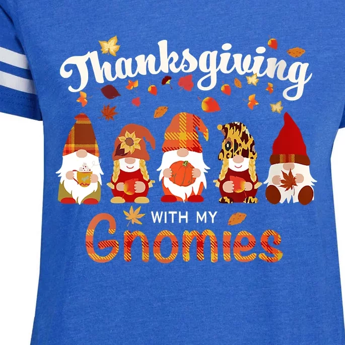 Funny Thanksgiving With My Gnomies Funny Shirt Fall Family Pumpkin Gnome Enza Ladies Jersey Football T-Shirt