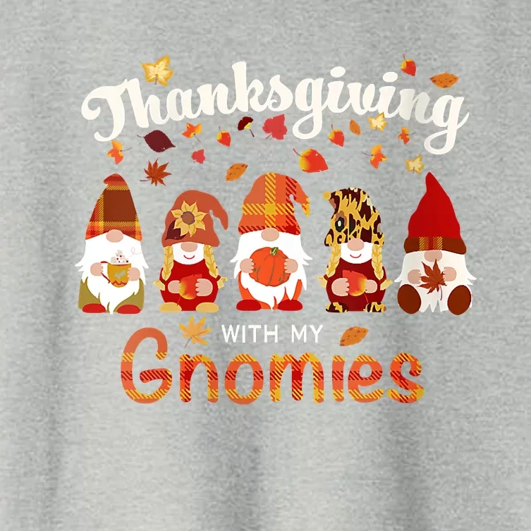 Funny Thanksgiving With My Gnomies Funny Shirt Fall Family Pumpkin Gnome Women's Crop Top Tee