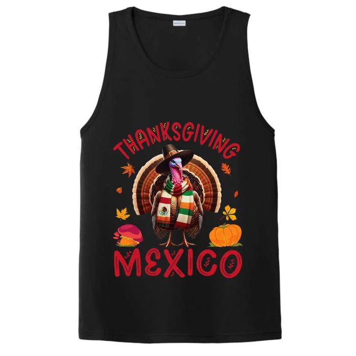 Festive Turkey With Mexican Twist Happy Thanksgiving Mexico Performance Tank