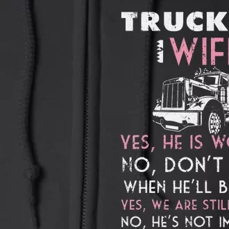 Funny Trucker Wife Shirt Not Imaginary Truckers Wife Full Zip Hoodie