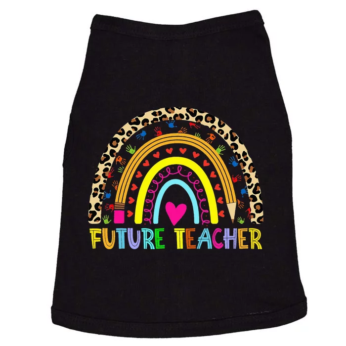 Future Teacher With rainbow And Book Teacher Doggie Tank