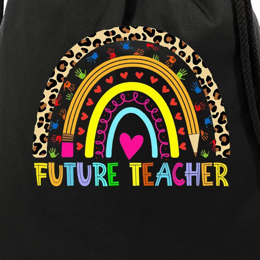 Future Teacher With rainbow And Book Teacher Drawstring Bag