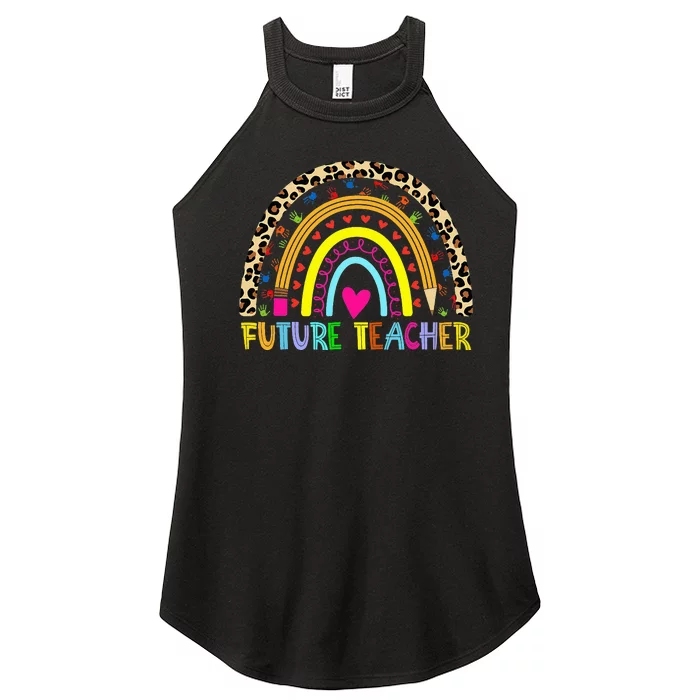 Future Teacher With rainbow And Book Teacher Women’s Perfect Tri Rocker Tank