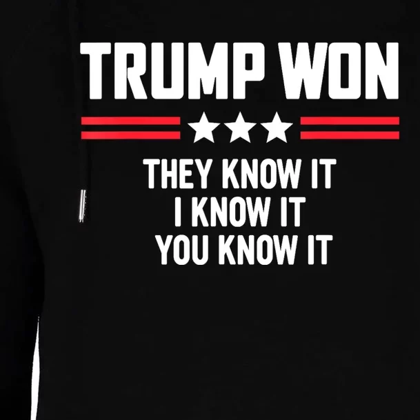 Funny Trump Won They Know It I Know It You Know It Womens Funnel Neck Pullover Hood