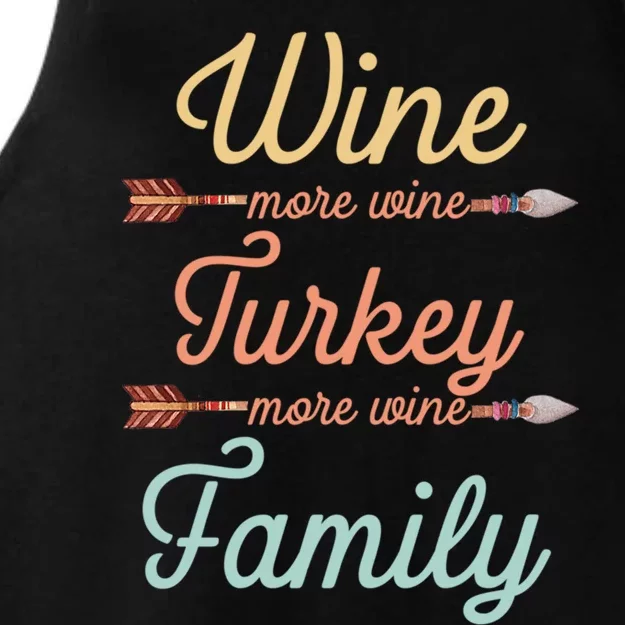 Funny Thanksgiving Wtf Wine Turkey Family More Wine Meaningful Gift Ladies Tri-Blend Wicking Tank