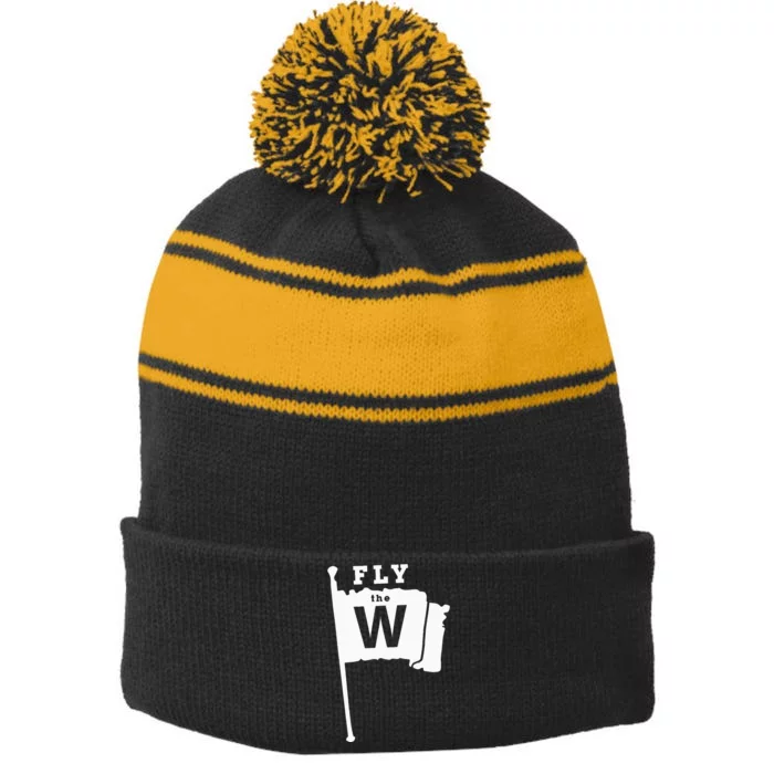 Fly The W Chicago Baseball Winning Flag Stripe Pom Pom Beanie