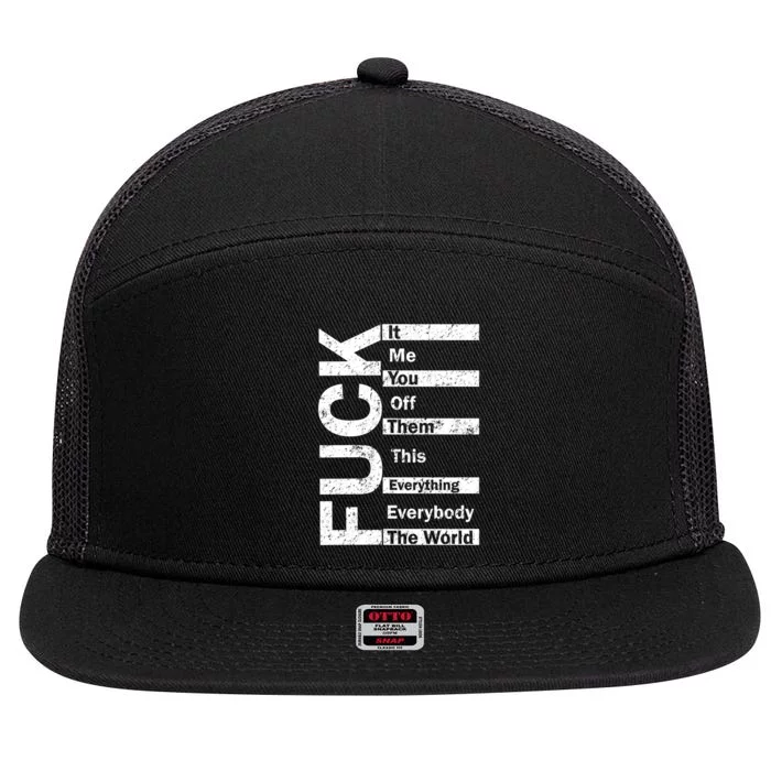 F The World 7 Panel Mesh Trucker Snapback Hat