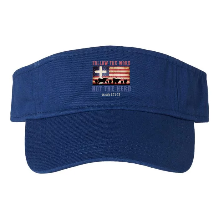 Follow The Word Not The Herd Faith Us Flag Christian Western Valucap Bio-Washed Visor