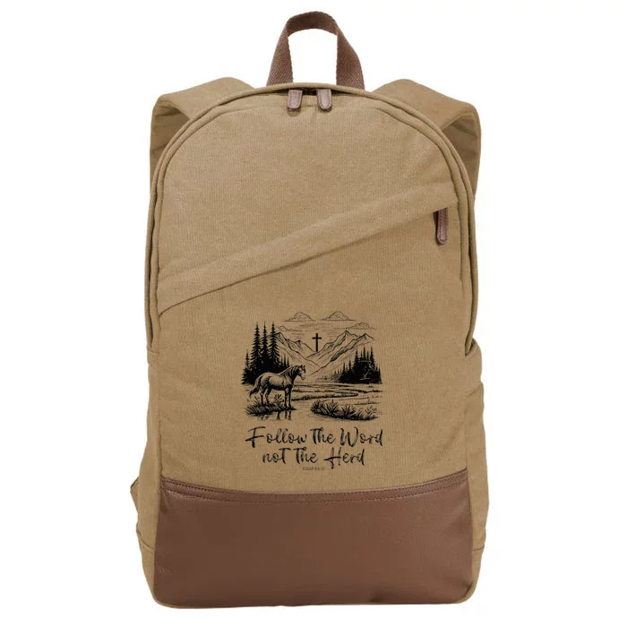 Follow The Word Not The Herd Isaiah 81113 Horse Christian Cotton Canvas Backpack