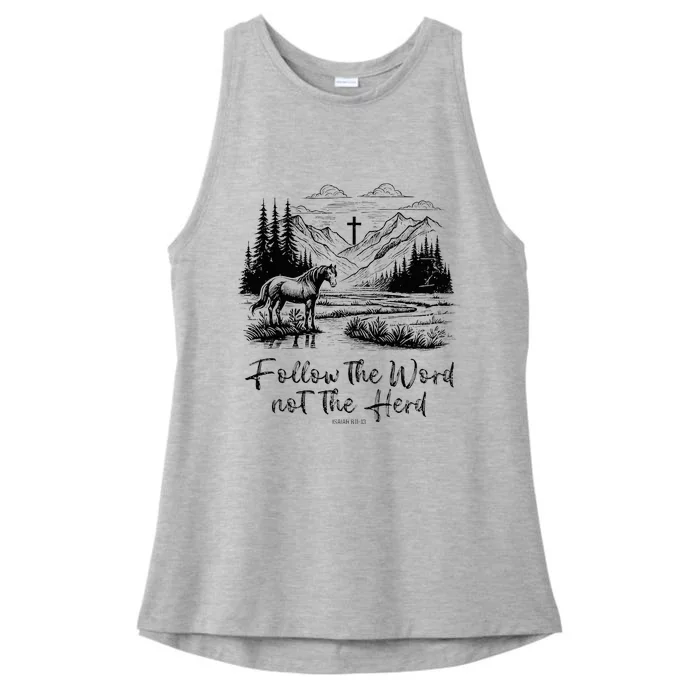 Follow The Word Not The Herd Isaiah 81113 Horse Christian Ladies Tri-Blend Wicking Tank