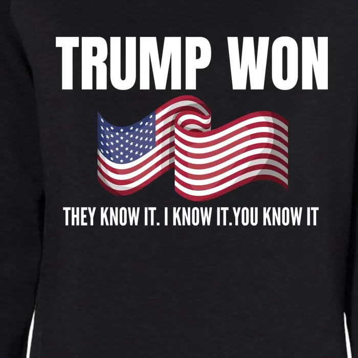 Funny Trump Won Election They Know It I Know It You Know It Womens California Wash Sweatshirt