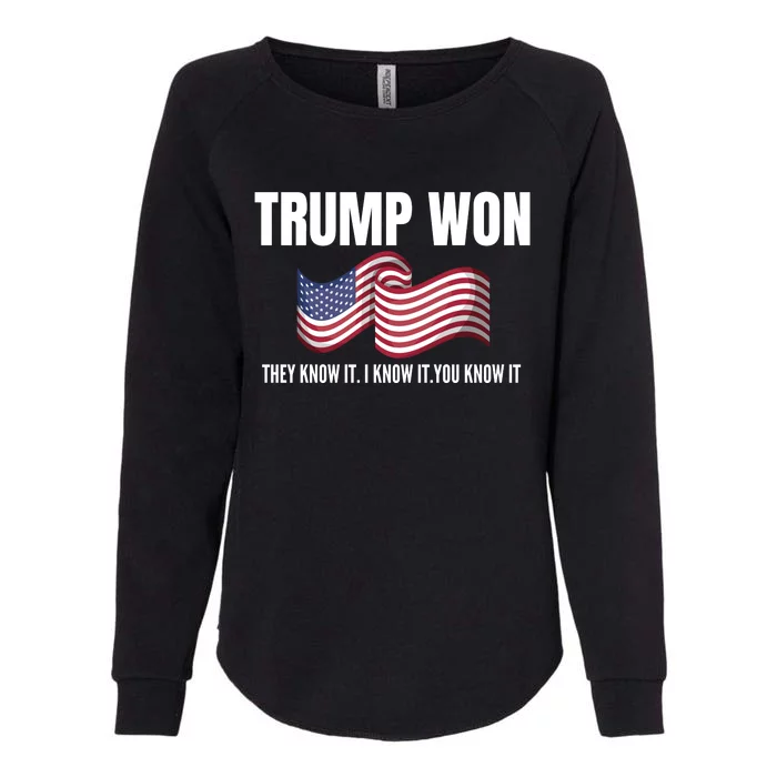 Funny Trump Won Election They Know It I Know It You Know It Womens California Wash Sweatshirt