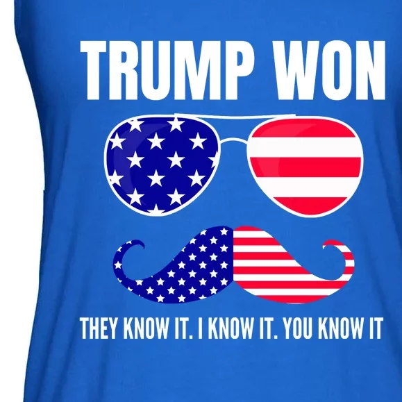 Funny Trump Won Election They Know It I Know It You Know It Ladies Essential Flowy Tank