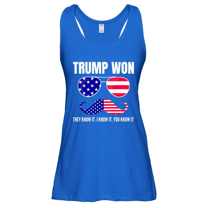 Funny Trump Won Election They Know It I Know It You Know It Ladies Essential Flowy Tank