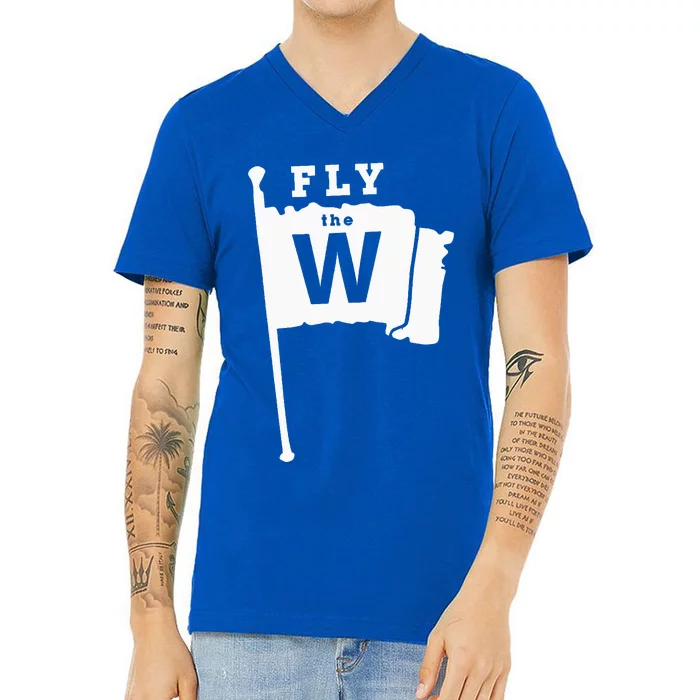 Fly The W Chicago Baseball Winning Flag V-Neck T-Shirt