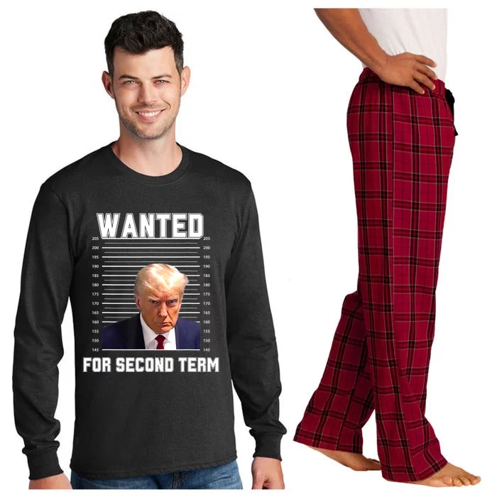 Funny Trump Wanted For Second Term QuoteGreat 2nd Term 2024 Long Sleeve Pajama Set