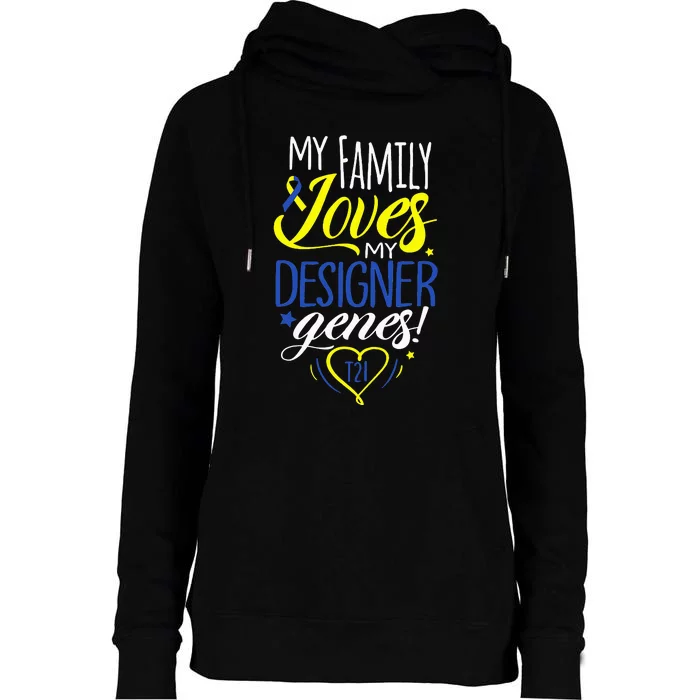 Family T21 World Down Syndrome Awareness Day Womens Funnel Neck Pullover Hood