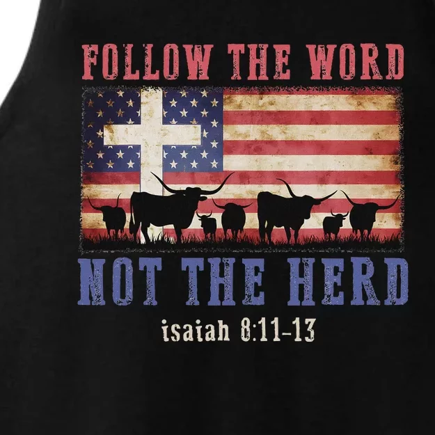 Follow The Word Not The Herd Christian Faith Design Ladies Tri-Blend Wicking Tank