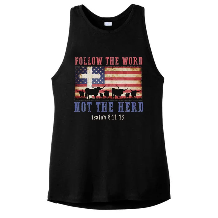 Follow The Word Not The Herd Christian Faith Design Ladies Tri-Blend Wicking Tank