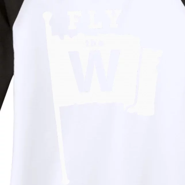 Fly The W Chicago Baseball Winning Flag Women's Tri-Blend 3/4-Sleeve Raglan Shirt