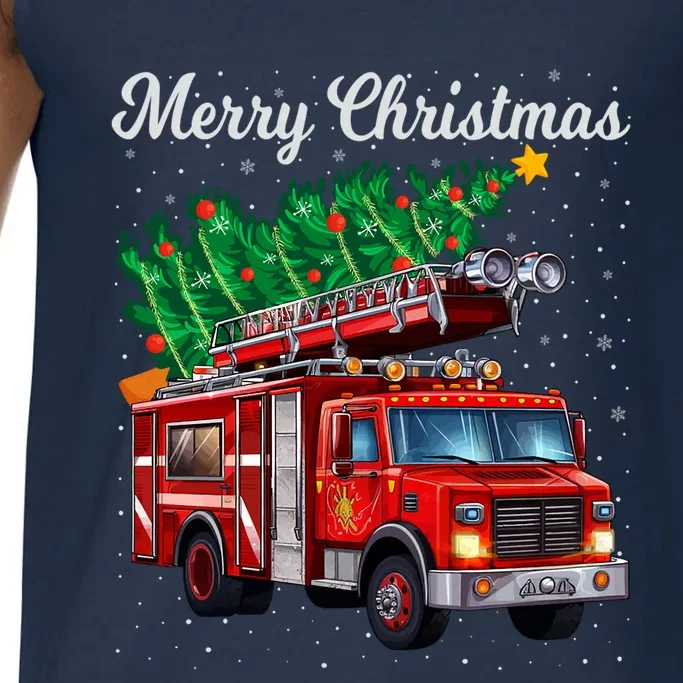 Fire Truck Xmas Tree Funny Firefighter Merry Christmas Gift Comfort Colors® Tank Top