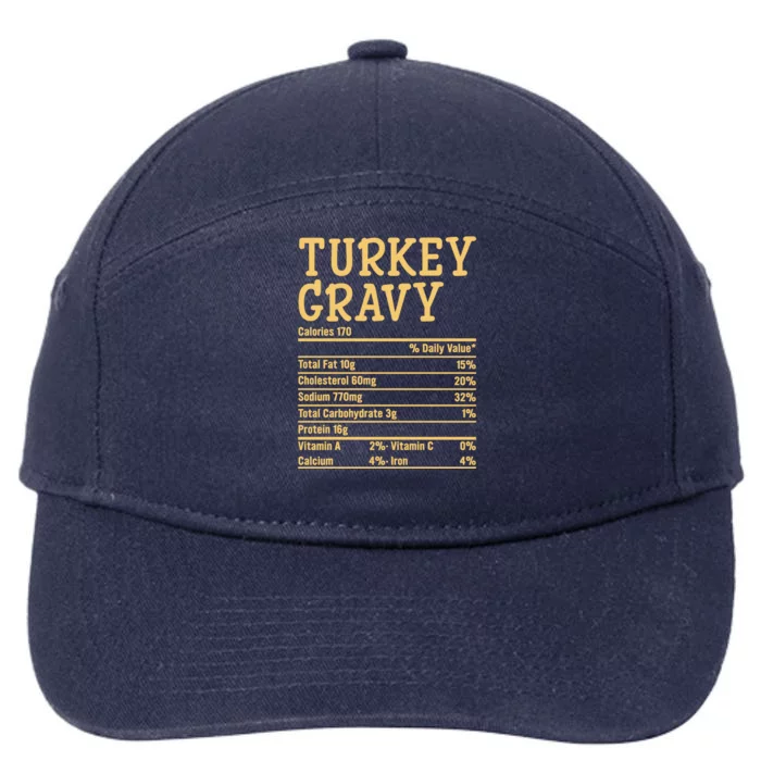 Funny Thanksgiving Xmas Food Facts Turkey Gravy Nutrition Great Gift 7-Panel Snapback Hat