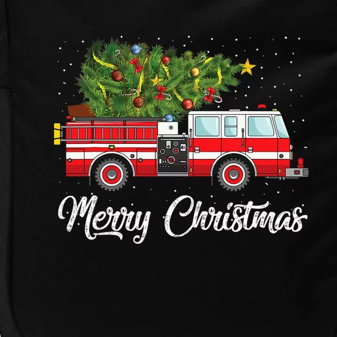 Fire Truck Xmas Tree Funny Firefighter Gift Merry Christmas Gift Impact Tech Backpack