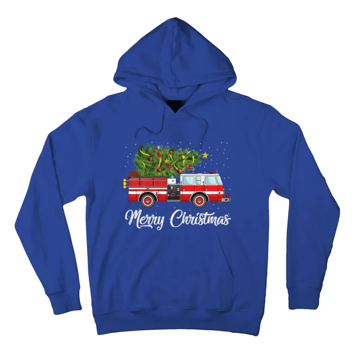 Fire Truck Xmas Tree Funny Firefighter Gift Merry Christmas Gift Hoodie